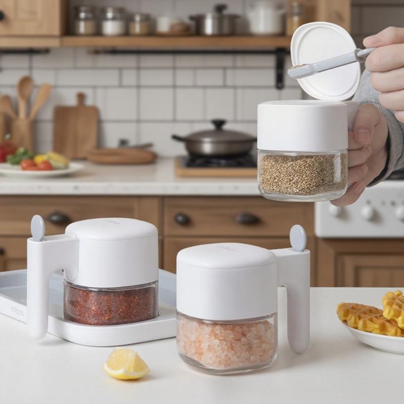 Self-opening Lid Seasoning Box Household Salt Jar Monosodium Glutamate Portioning Bottle Storage Box
