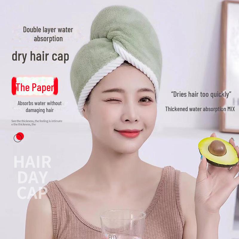 Women's Double-Layer Quick-Dry Hair Cap - Super Absorbent, Thickened Headscarf Towel with Logo Print