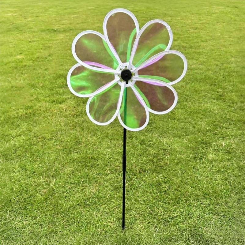 Reflective Ball Wind Spinner Colorful Windmill Sturdy Plastic Art Decor for Balcony Lawn Courtyard Outdoor Decoration