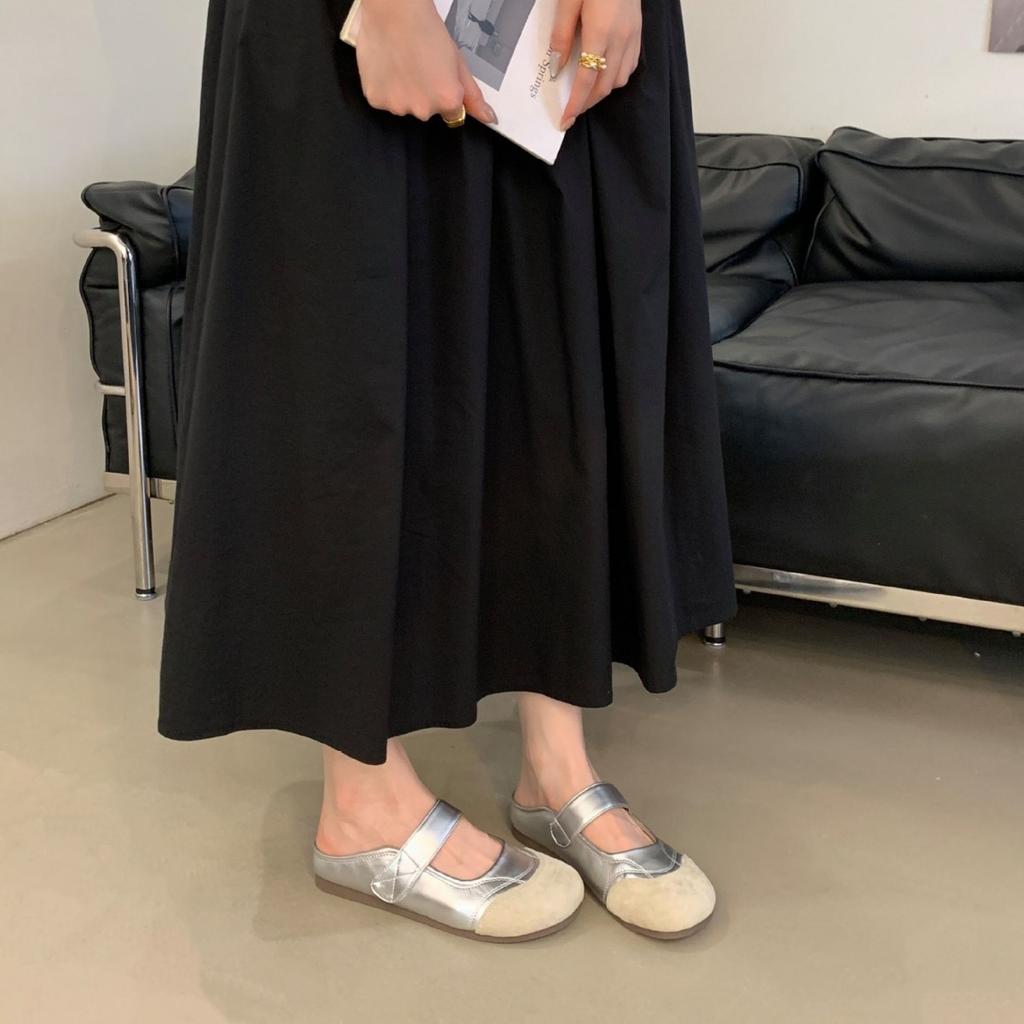 Vintage Mary Jane Schuhe Damen 2025 Sommer neue Klettverschluss Ballerinas mit Röcken Doudou Schuhe