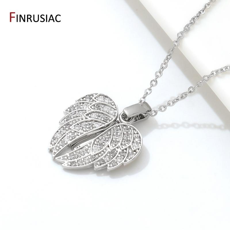 

Trendy 18K Gold Plated Brass Heart-Shaped Wings Shape Pendant Necklace For Women Zircon Charm Necklace Jewelry Party Gifts