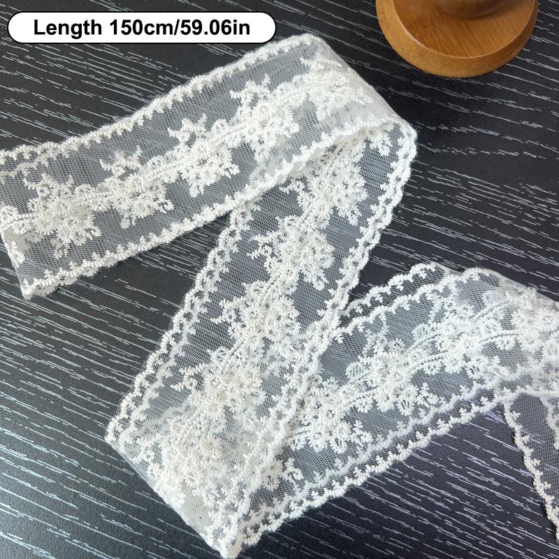 Embroidery Long Ribbon And Belt Accessories French Lace Scarf Summer Hollow Floral Long Ribbon Scarves Hair Tie Snood Headband