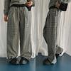 New Arrivals Open Run Women Check Pattern Wide Pants