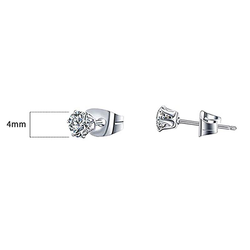 Minimalist Crystal Cubic Zirconia Stud Earrings for Women/Men 6 Claws Design Fashion Earrings Silver Color Hot Jewelry