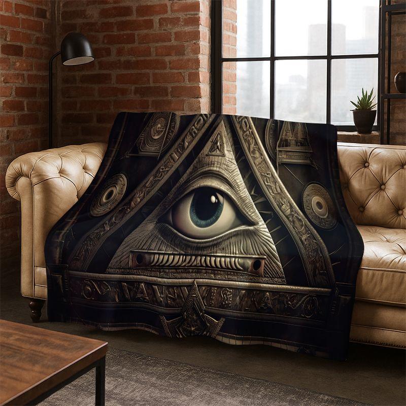 Freemasonry Eye of Providence Evil Eye Nazar Eye of Horus Flannel Blanket Throw Blanket for Bedroom Living Room Bed Travel Gift