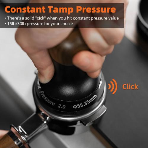 MHW-3BOMBER Coffee Tamper, 58mm, Espresso Tamper, Constant Pressure, 30lb, Audible Feedback, Easy Press, 15lb Spare Spring, Coffee Supplies, 58.35mm,