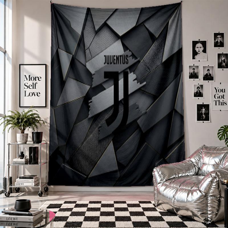 Arazzo da Parete FC Juventus Decorazione per la Casa Tessuto da Appendere a Parete per Camera da Letto Soggiorno Sfondo