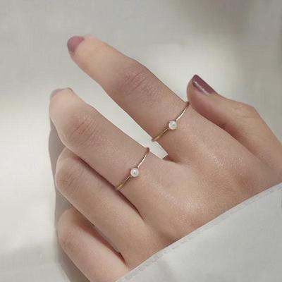 Simple Style Japanese & Korean Thin Pearl Ring - French Retro Design for Women