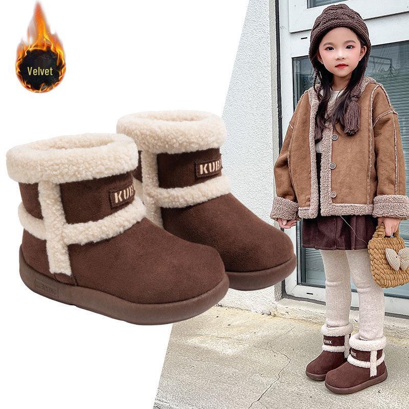 2025 Winter Children's Cotton Snow Boots - Warm, Comfortable, Fashionable, Plus Velvet, Medium & Large Sizes