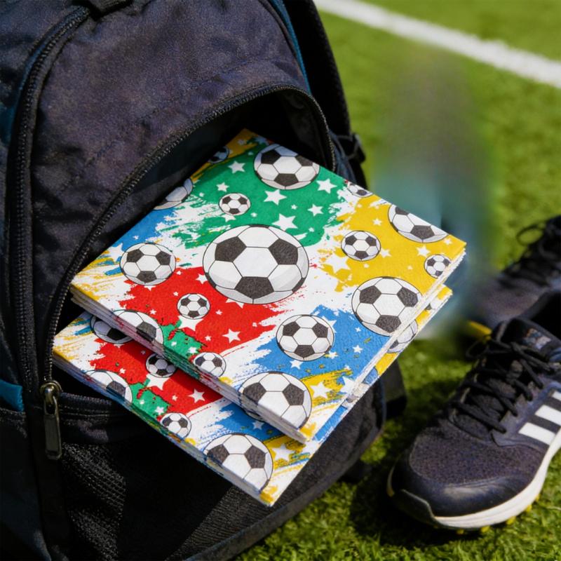 20Pcs Football-Themed Party Napkins |   2-Layer Football Napkins, 13.0x 13.0inch, Suitable For Sports Party Supplies, Christmas, New Year, Parties