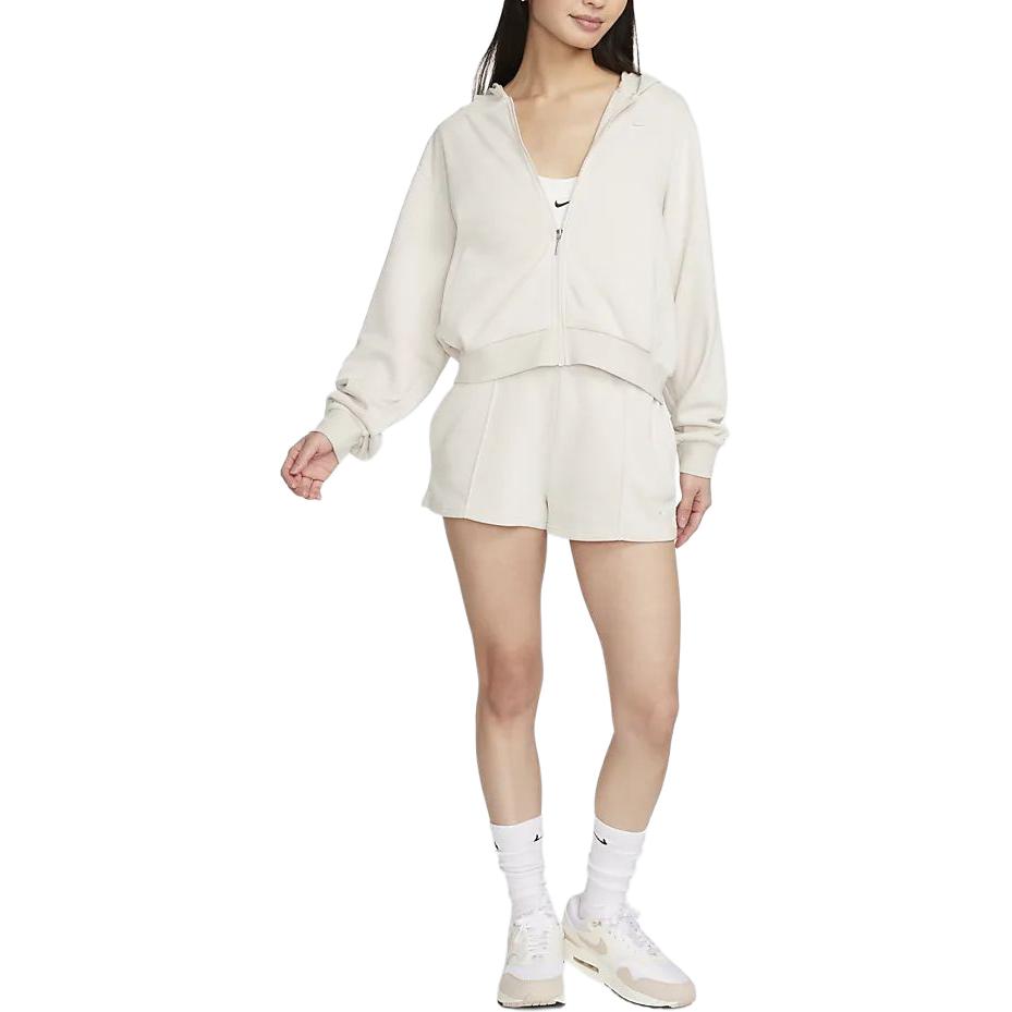 Nike Einfarbig Kapuzen Zip-Up Lässiger Langarm Sweatshirt Damen Oberteile Segel-Weiß FN2420-104