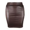Women Mini Skirt Solid Color High Waist Slim Fit Skinny Matte Faux Leather Cozy Commuter Bodycon Skirt Streetwear