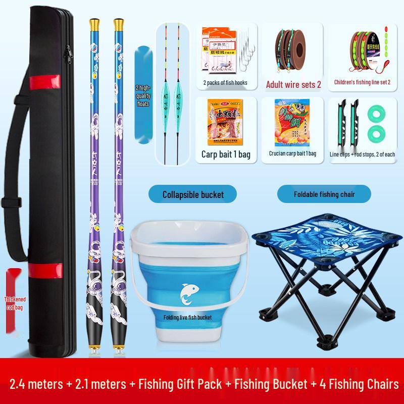 Mini Children's Fishing Rod Set with Hooks – Pocket-Sized Shrimp Rod for Kids