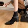 Women Chelsea High Heels Ankle Boots Sexy Pointed Toe Shoes Winter Trend 2025 Elegant Office Shoes Walking Chunky Botas Mujer