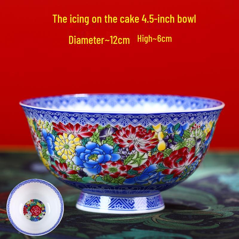 Jingdezhen Ceramic Rice Bowl: High-Foot, Enamel Color, Longevity Design