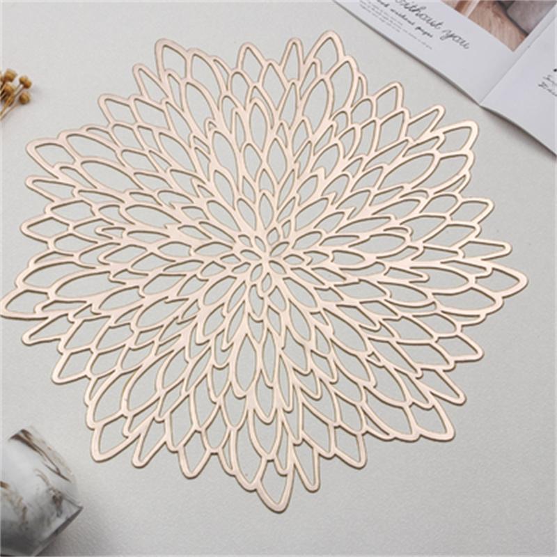 

ПВХ подставка под прибор полая изоляция подставки под стол подставки подставки под миску домашний рождественский декор термостойкий коврик для стола цветок гибискуса бронзирование L