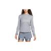 Jersey casual de punto de manga larga transpirable de cuello redondo y color sólido para mujer Tops Gris FB4298-084