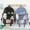 Trendy Nylon Large Capacity Bags Canvas Commute Badge Shoulder Backpack A Set of Four Simple Korean Style School Bag Student