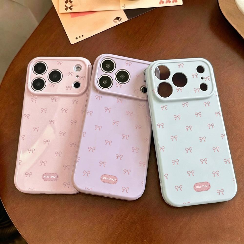 Girl's Heart Pink Bow Is Suitable for Apple 17promax Mobile Phone Case 16pro Korean 15/14 High Value 13