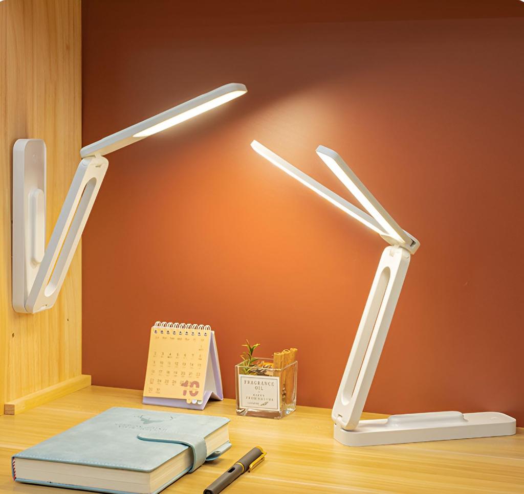 Foldable Desk Lamp, Compact Table Lamp, 4000mAh Rechargeable, Foldable LED Light, Cordless Reading Light, Eye-Friendly Stand Light, 3-Level Color
