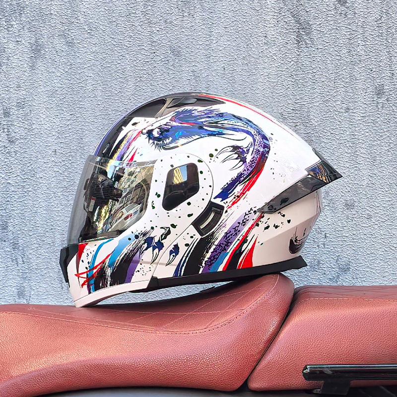 Small shell helmet peel-off helmet motorcycle helmet locomotive double lens men's and women's four-season motorcycle cruise helmet large