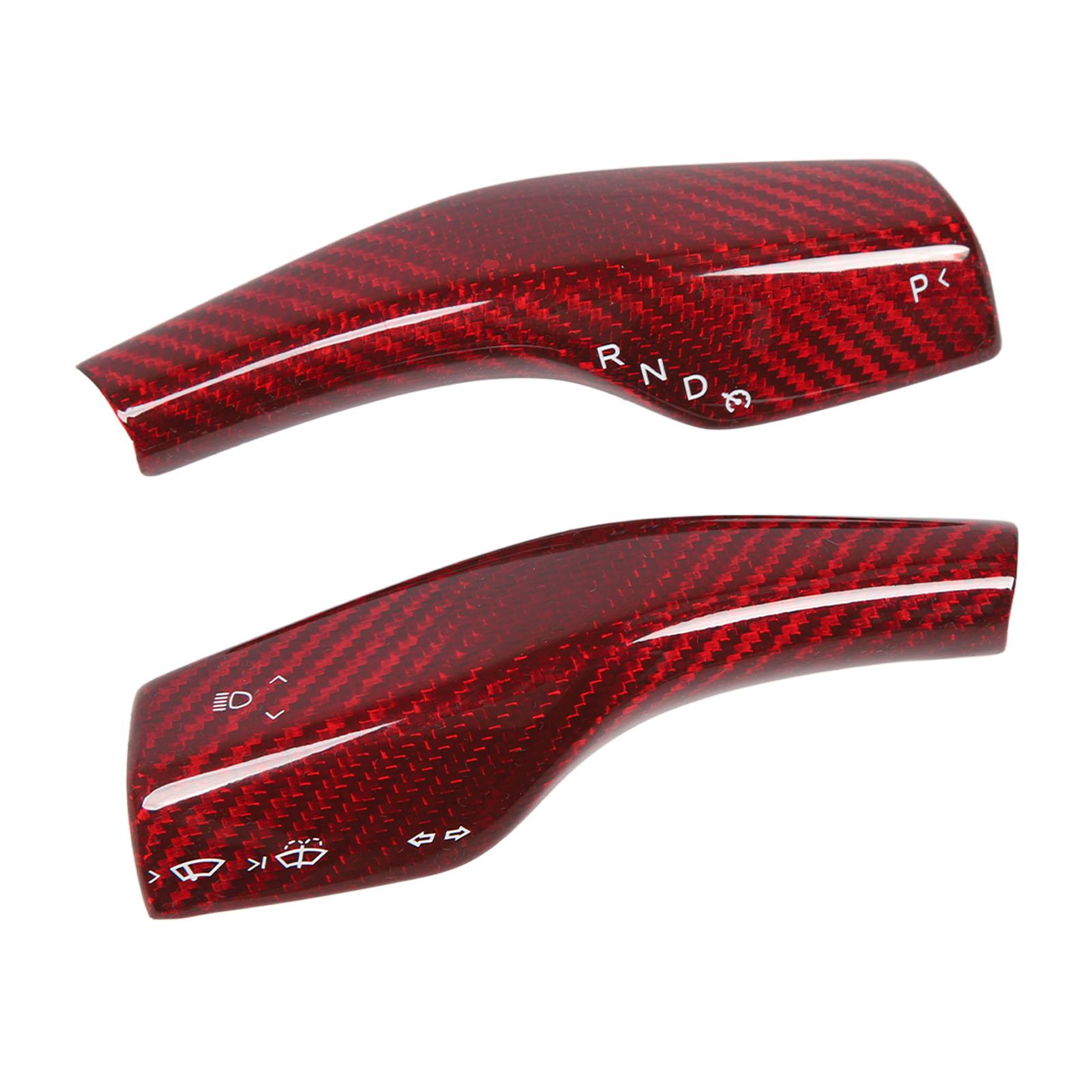 

2PCS Steering Wheel Gear Shift Cover Real Carbon Fiber Scratch Proof Replacement for Tesla Model 3 Y 3K Twill Gloss 3K Twill Red Gloss