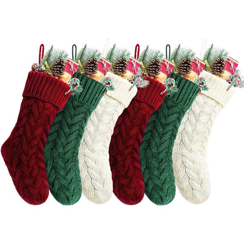 A96I-Christmas, 46Cm Large Christmas Stockings Decoration Christmas Stockings Knitted Gift Bag Christmas Sublimation