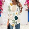 Ladies Plus Size Three Quarter Sleeve Top Pointed Hem Breathable Loose Casual For Daily Commute