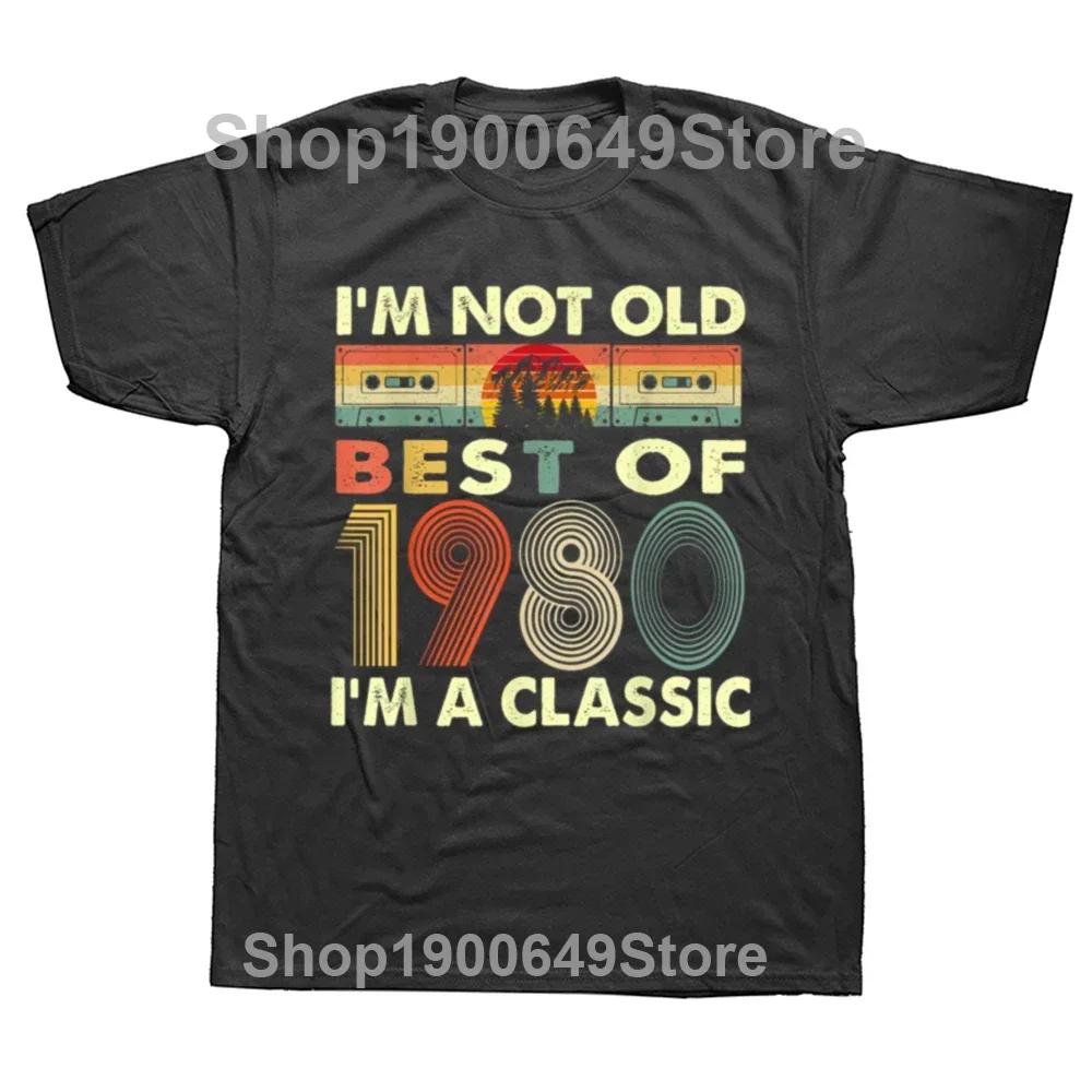 Mens Made In 1980 Tee 44th Birthday 44 Years Old School Retro 80 T Shirt Anniversary Cotton Top Short Sleeve Tee Unique TShirt