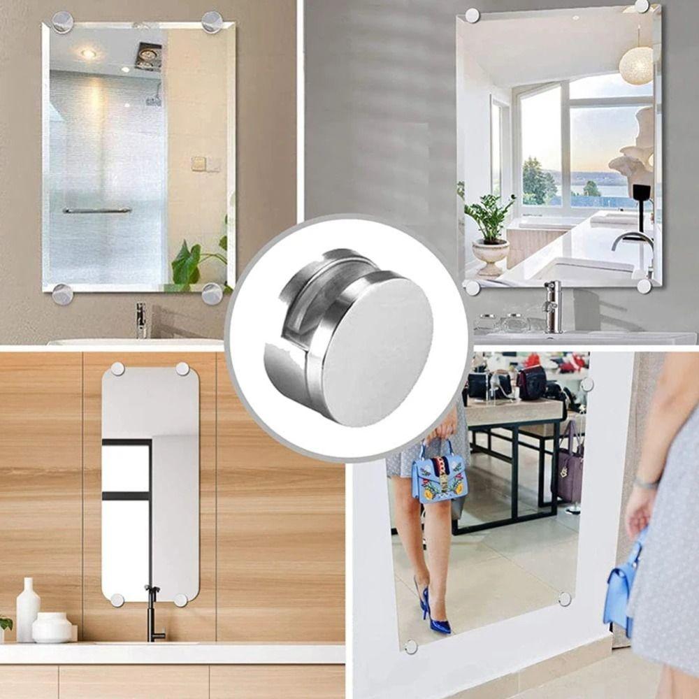 4pcs Fixed Fitting Glass Mirror Clamp Brackets Glass Clip Glass Shelf Support  Bathroom Mirror