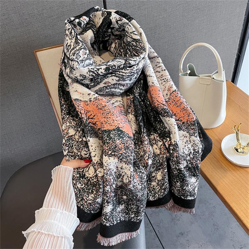Warm Bufandas Female Women Winter Scarf Pashmina Cashmere Wraps Design Luxury Dot Print Thick Hijab Blanket Shawl Stoles
