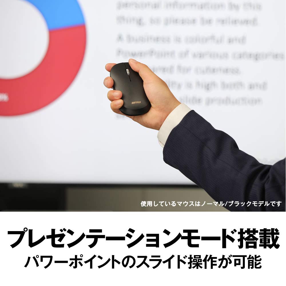 Buffalo Wireless Mobile Mouse, 2.4GHz, Receiver Included, FLEXUS, Slim, Lightweight, 3-Button, Wireless, Quiet, BlueLED, MIL-Spec Compliant, DPI