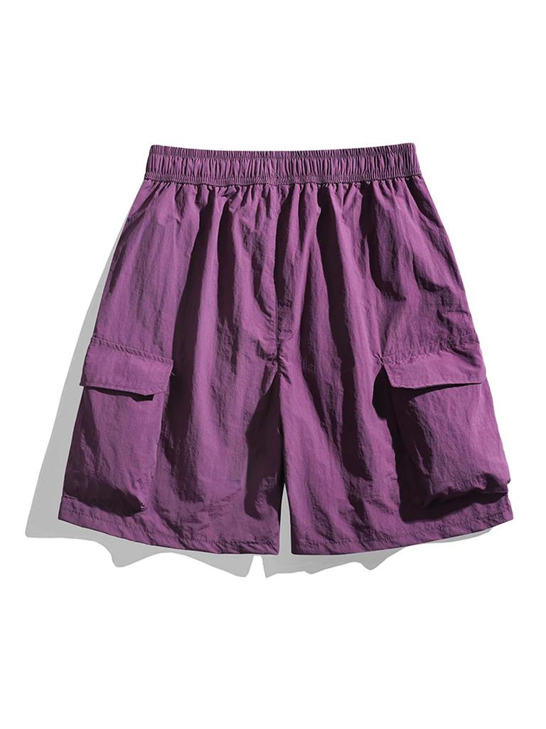 Black Cargo Shorts Men's Summer Casual Zipper Pocket Pants Men's Sportswear Breathable Shorts Male