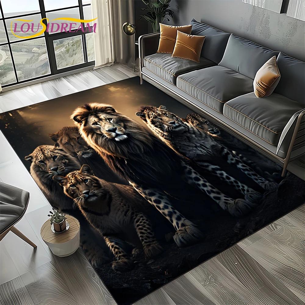 27 Style New Fierce Tiger Lion Leopard Beast Animal Wildlife Cartoon Carpet Rug for Living Room Bedroom Sofa,Non-slip Floor Mat