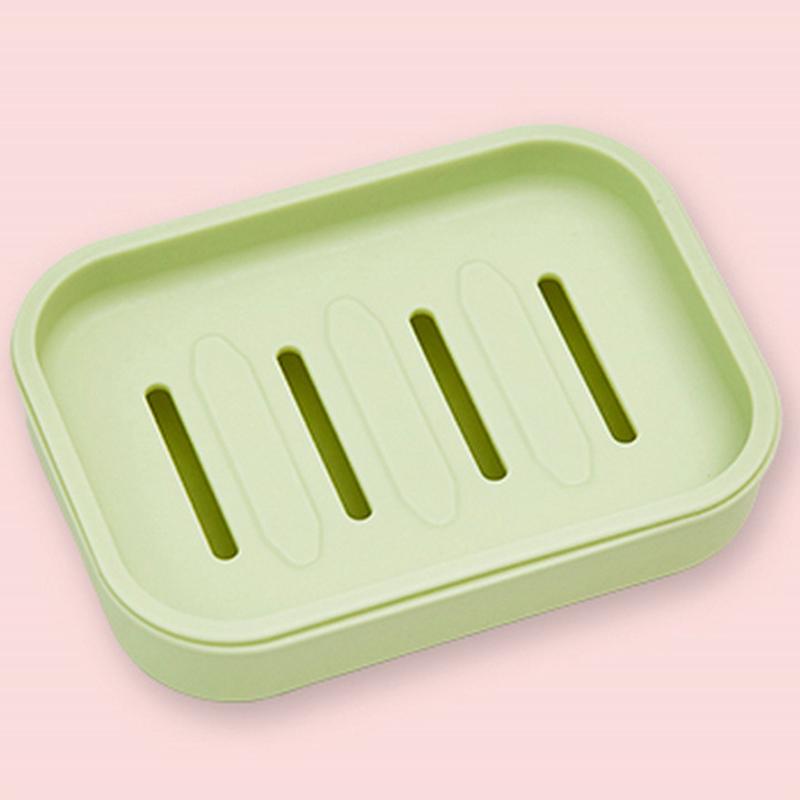 Двухслойная квадратная мыльница с крышкой Пластиковая дренажная мыльница Бытовая Ванная Комната Путешествия Простая Портативная Креативная Хранение TMZ Green