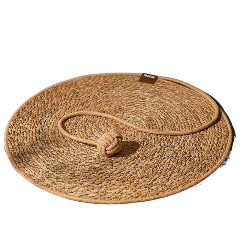 Natural Papyrus Mat Suitable for All Seasons Round Rattan Cat Scratch Board Cat Scratching Pad No Dandruff Pet Cat Supplies