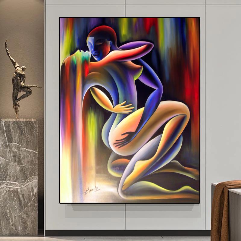 Modern Abstract Love Figure Canvas for Living Room or Bedroom - HD Decorative Mural