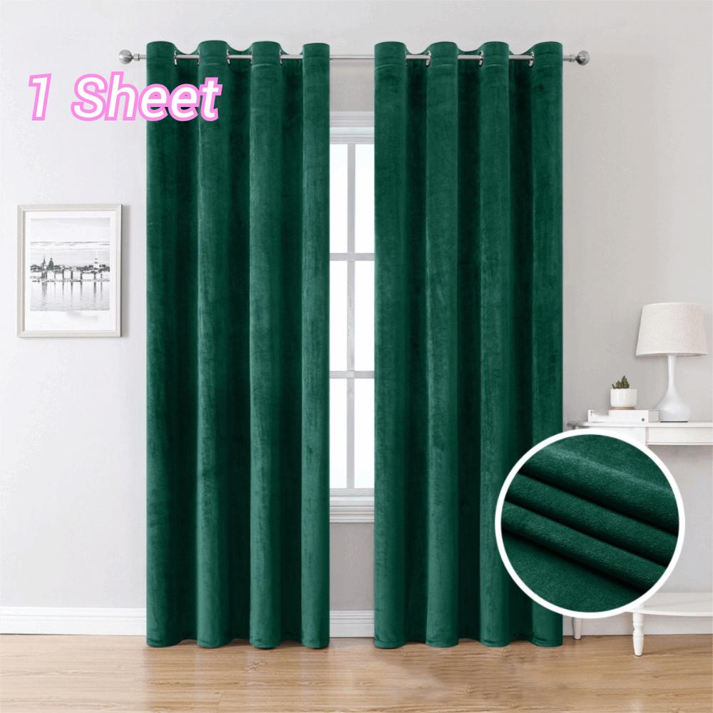 Light-blocking Velvet Curtain Solid Color Noise Reducing Blackout Curtains No Drilling Soft Texture Touch Window Drape