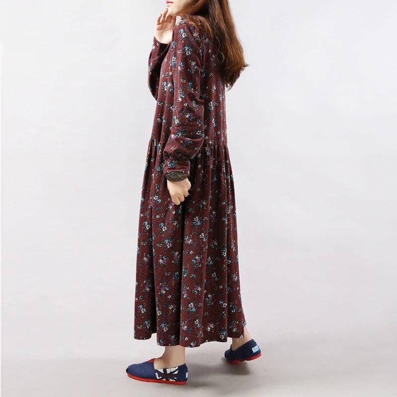 Vestito da donna con stampa floreale, primavera, moda coreana, manica lunga, casual, scollo a V, abito da ragazza Mori
