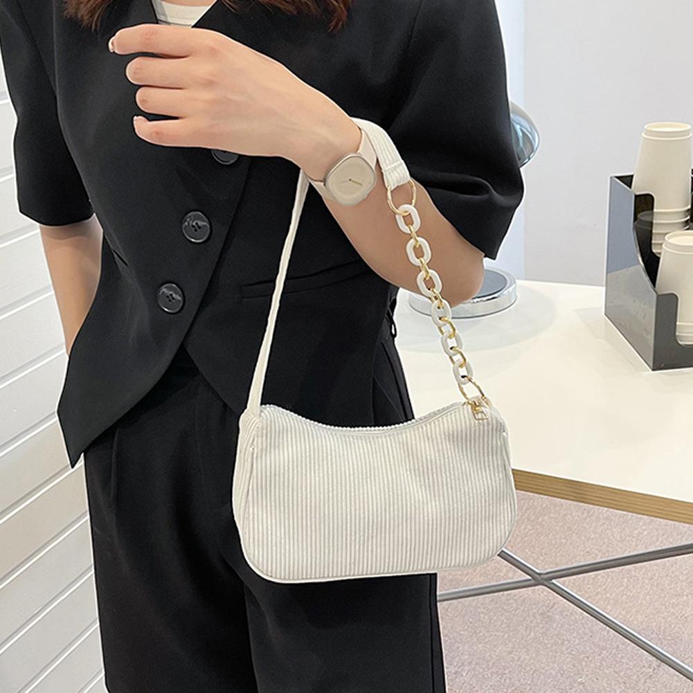 New Arrivals for Spring Fashion Vintage Women's Handbags Corduroy Underarm Bag Casual Shoulder Bags Solid Color Zipper Handbag