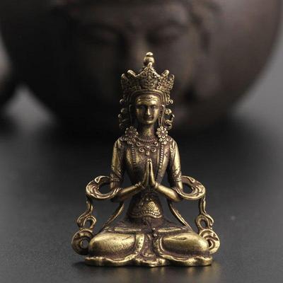 Retro misiņš Meditēt dzenbudisms mājsaimniecības Budas rotājums Dzīvojamās istabas ar rokām darināts rotājums Vara statuja tējas namiņa ornaments