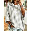 Women Three‑Quarter Sleeves Loose Hoodie Retro Floral Casual Vacation Top