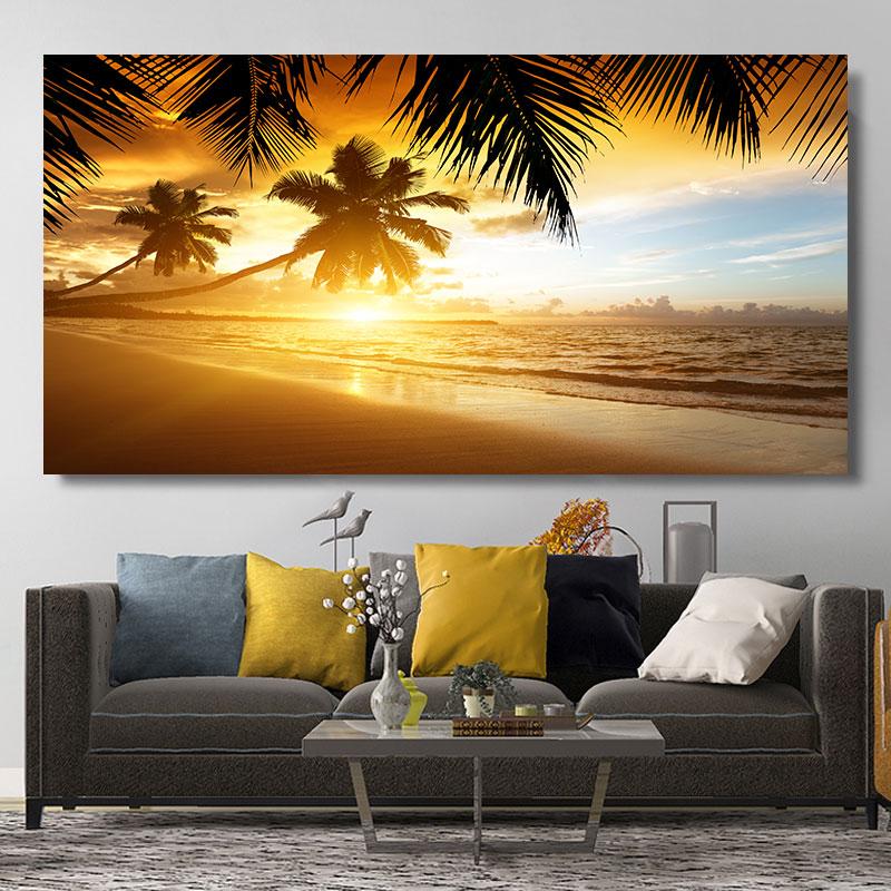 Natural Modern Seascape Wall Pictures Landscape Beach Sea Ocean Canvas Painting Wall Art Posters for Living Room Decor Cuadros