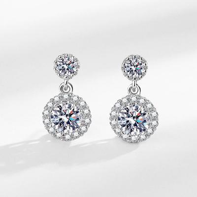 Orecchini a Lobo con Frange in Argento Sterling 925 Imitazione Moissanite per Donna - Design Pendente Elegante e Versatile