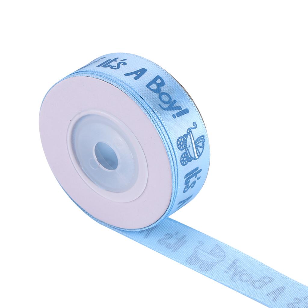10Yards Roll IT IS A BOY GIRL Blue Pink Baby Shower Christening Party Favor Gift Stain Ribbon