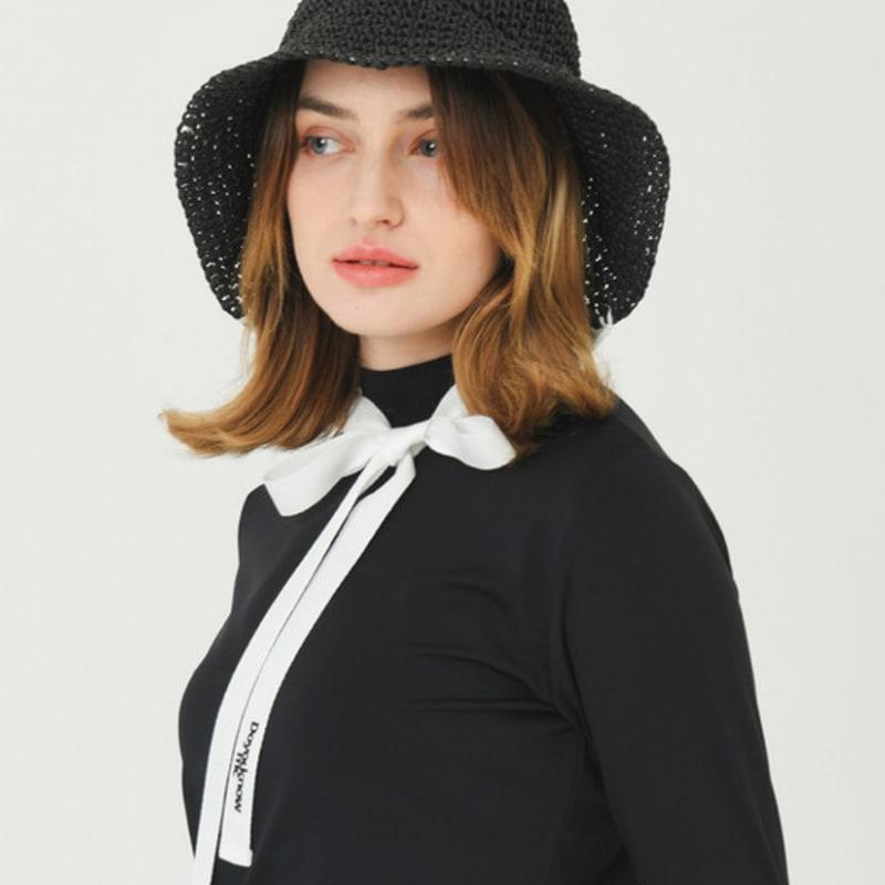 

Шляпа из черной рафии, украшенная лентой DOYOUKNOWMC - Стильная и чувственная летняя шляпа [25SS] black