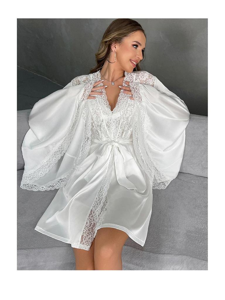 Women's Satin Bathrobe & Pajama Set 850 - Sexy & Loose Fit Homewear