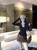 V-Neck Long-Sleeved Base Layer: Slim-Fit, Sexy, Hot Girl Style for Autumn/Winter; Pure and Desirable Temperament.