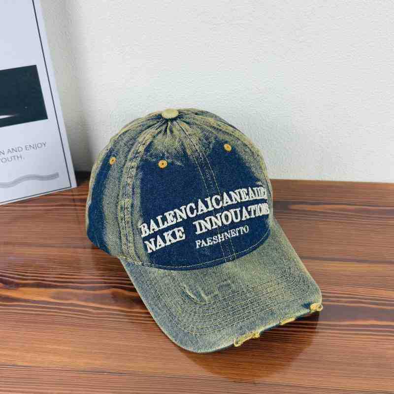 American retro old washed gradual change denim cap men and women fashion versatile tide brand embroidered letter baseball cap