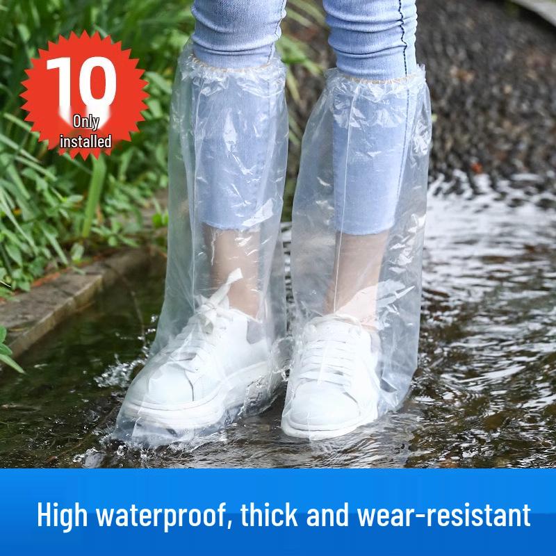 Waterproof Non-Slip Disposable Rain Shoe Covers - Thickened, Wear-Resistant, Long Plastic Isolation for Outdoor Use